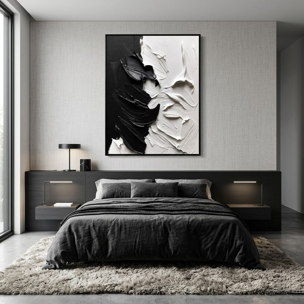 Black & White Textured Painting MT351 - Tactile Atelier