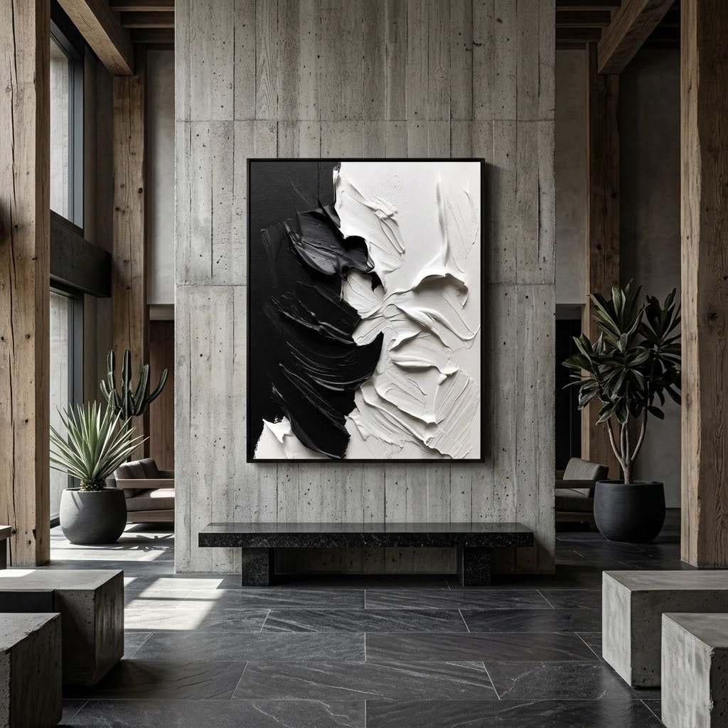 Black & White Textured Painting MT351 - Tactile Atelier