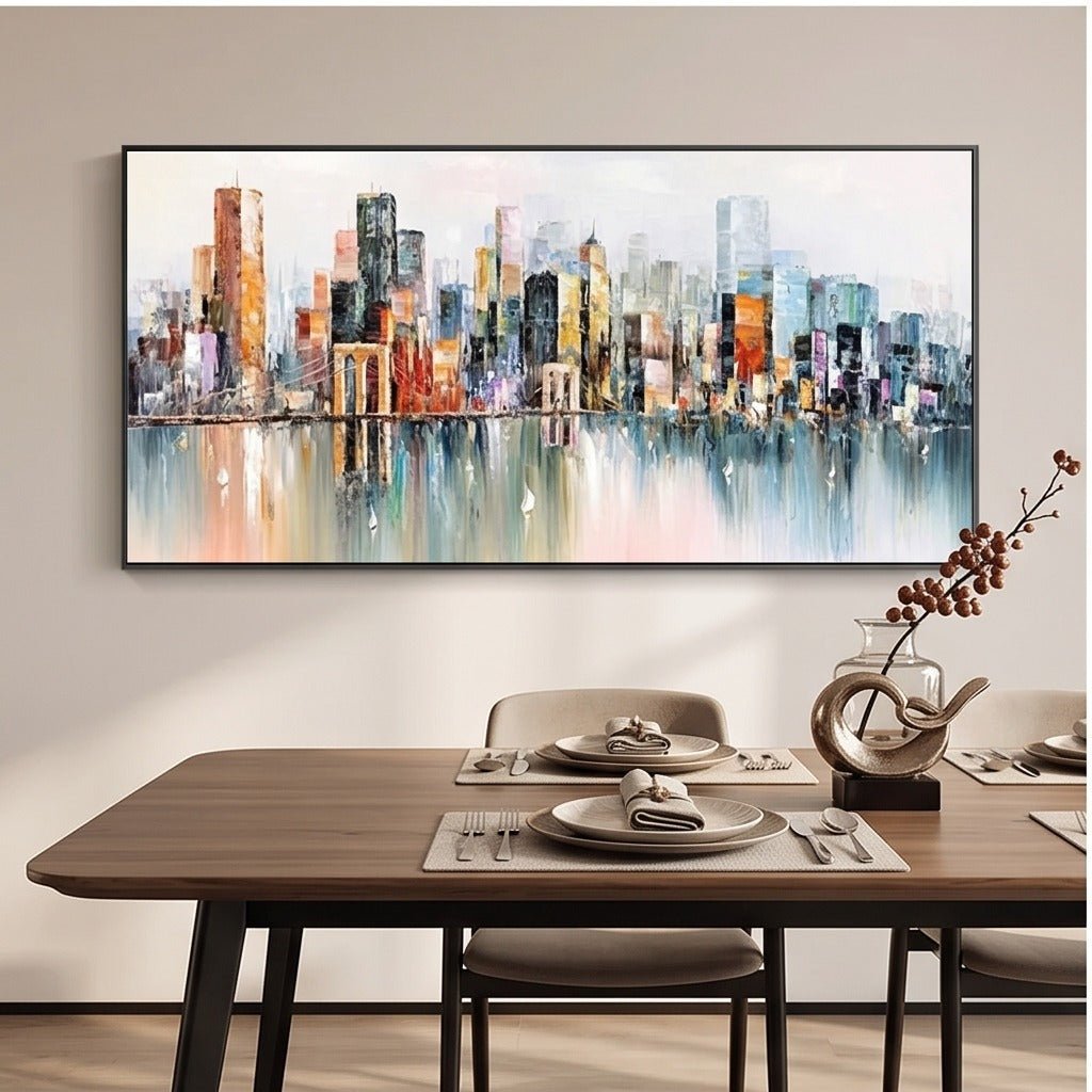 Colorful Abstract Cityscape Wall Art #TO295 - Tactile Atelier