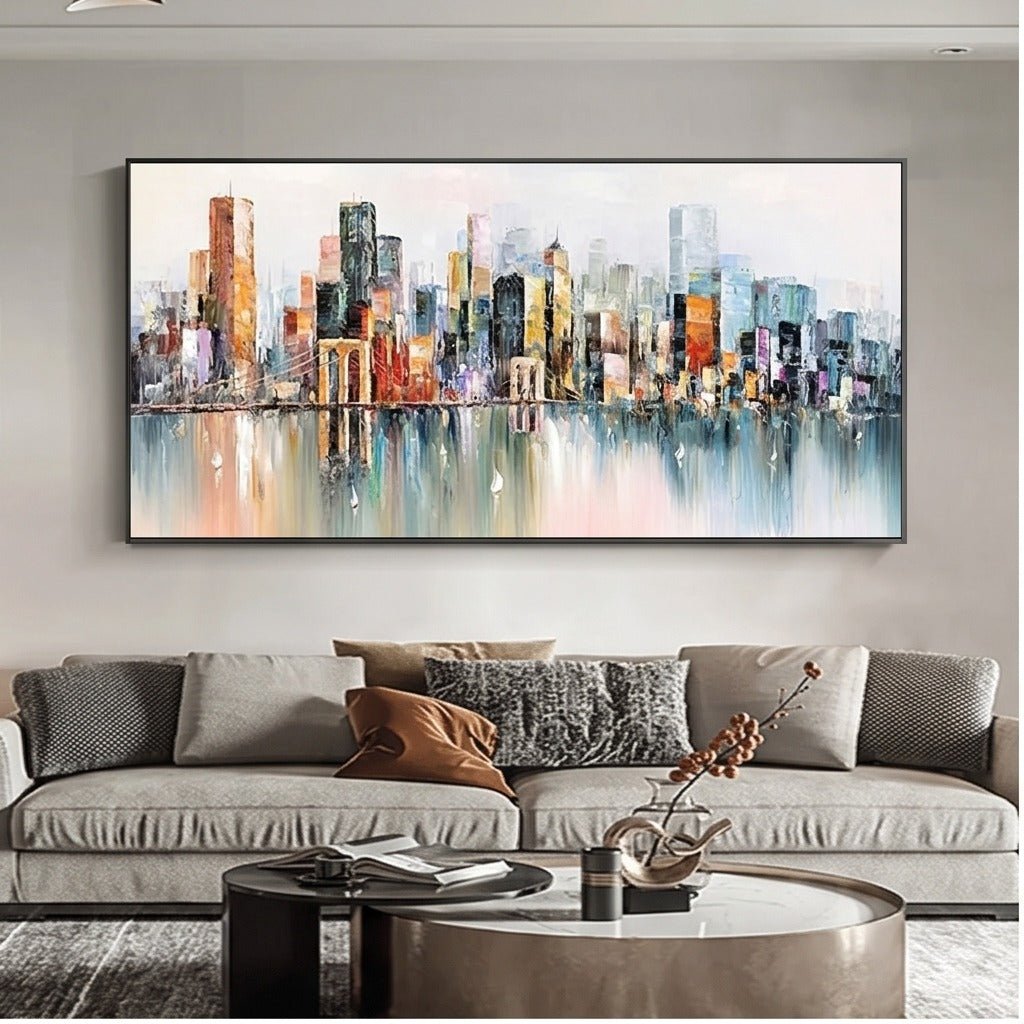 Colorful Abstract Cityscape Wall Art #TO295 - Tactile Atelier