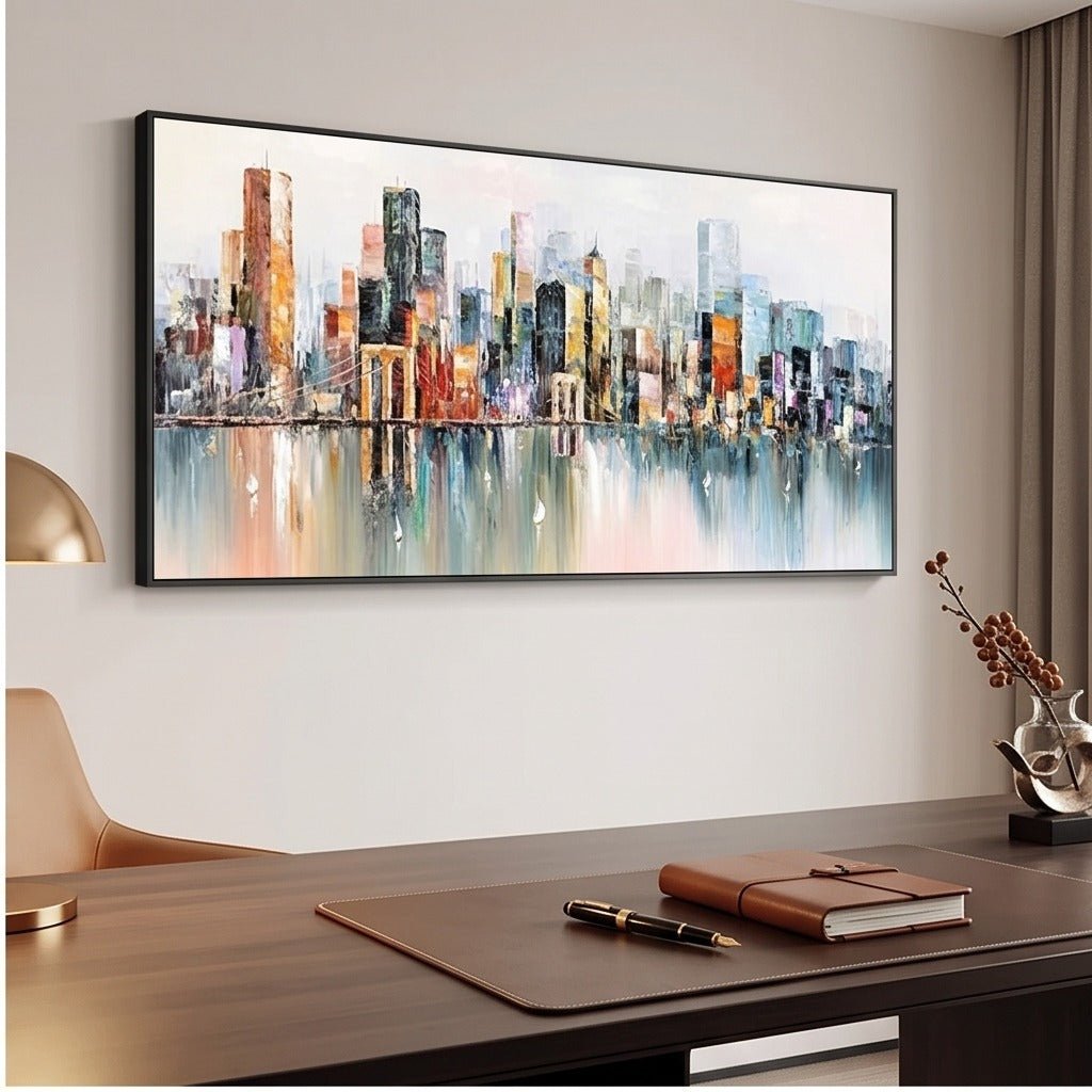 Colorful Abstract Cityscape Wall Art #TO295 - Tactile Atelier