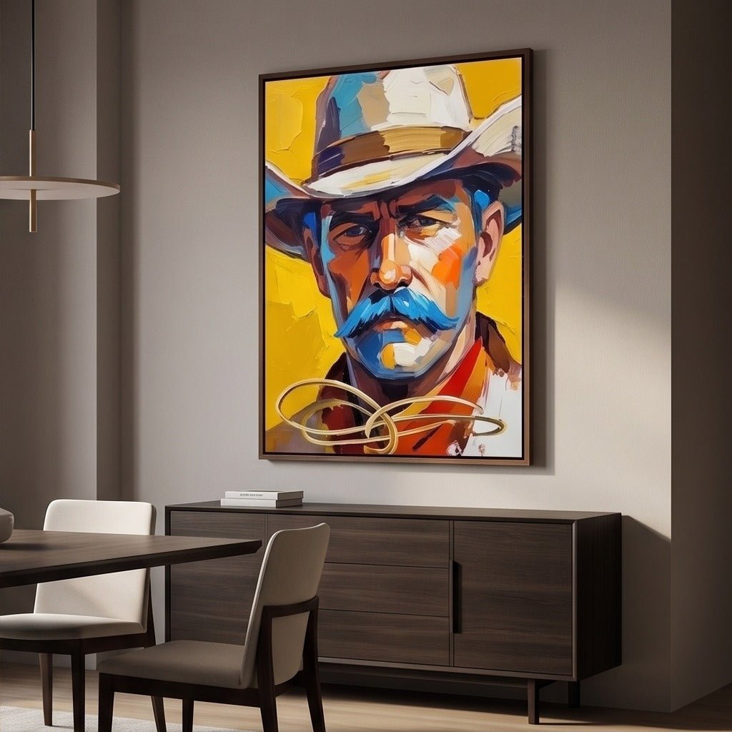 Colorful Cowboy Portrait Wall Art #TO072 - Tactile Atelier