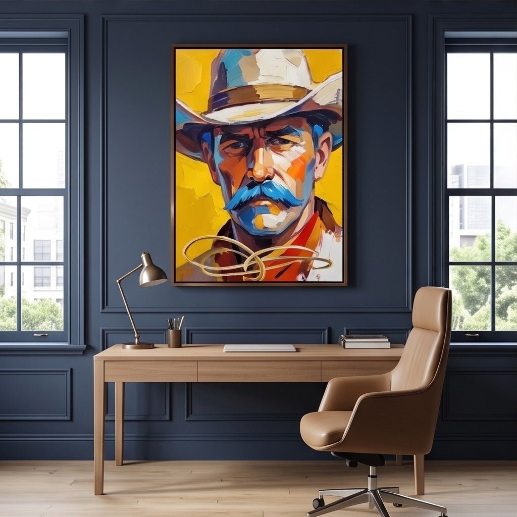 Colorful Cowboy Portrait Wall Art #TO072 - Tactile Atelier