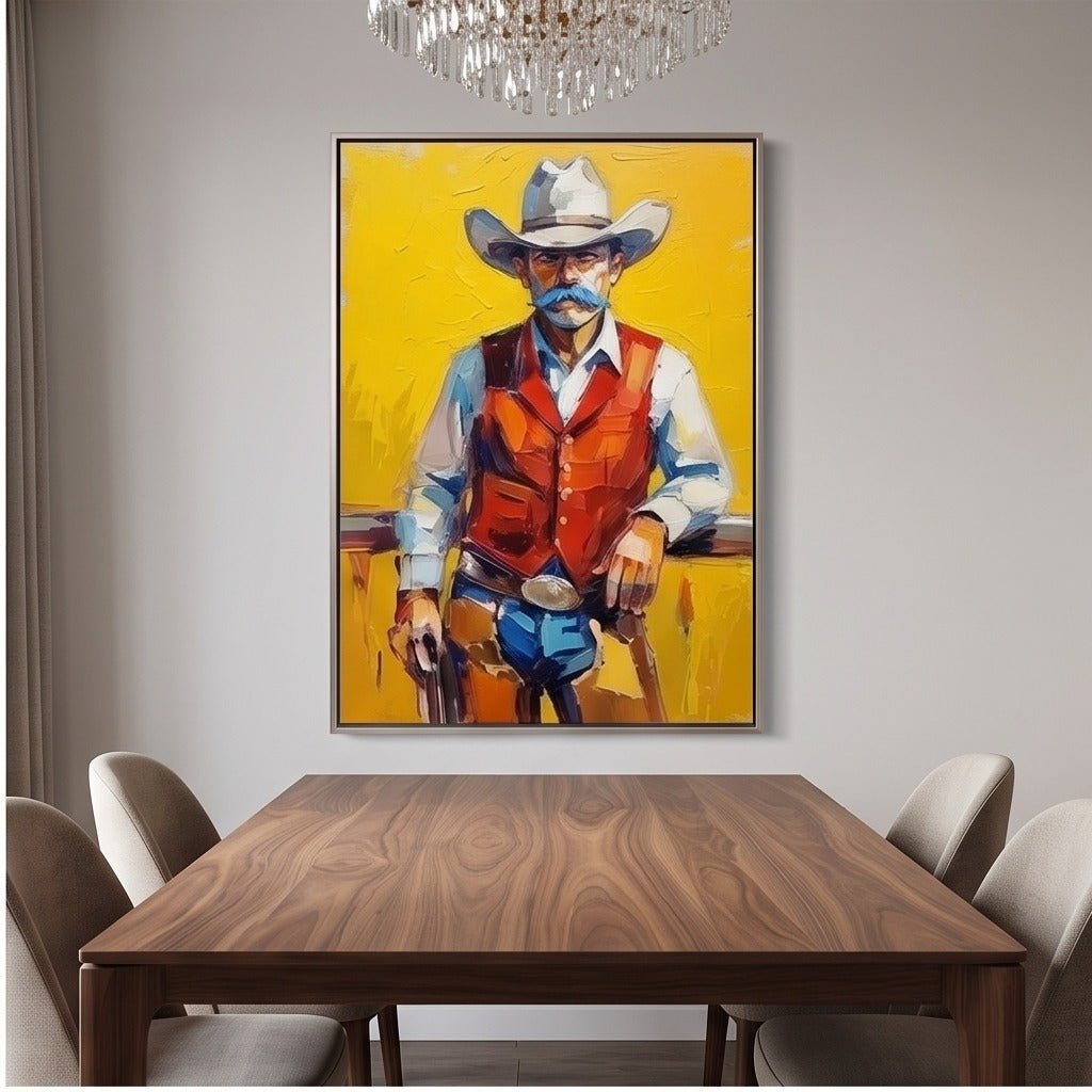 Colorful Cowboy Portrait Wall Art #TO079 - Tactile Atelier