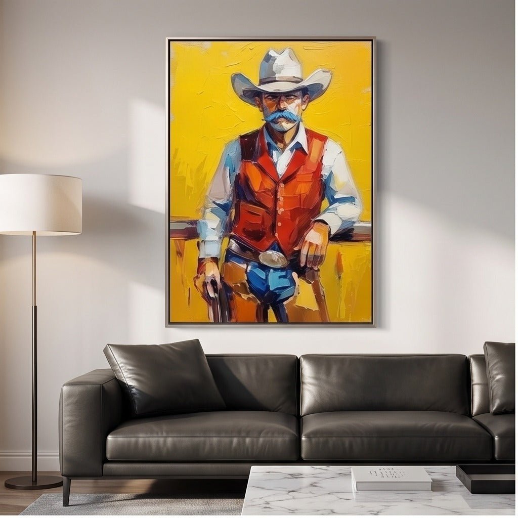 Colorful Cowboy Portrait Wall Art #TO079 - Tactile Atelier