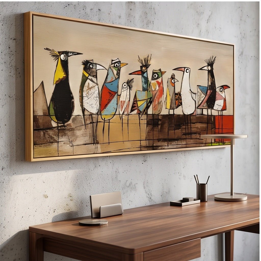 Colorful Folk Art Bird Wall Art #TO260 - Tactile Atelier