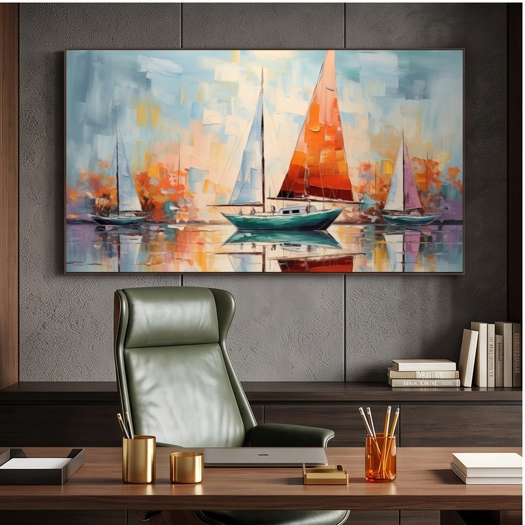 Colorful Sailboat Coastal Wall Art #TO309 - Tactile Atelier