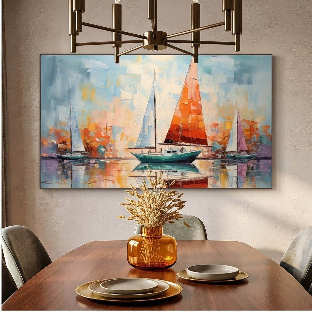 Colorful Sailboat Coastal Wall Art #TO309 - Tactile Atelier