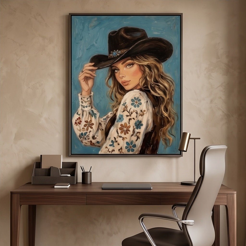 Cowgirl Portrait Wall Art #TO085 - Tactile Atelier