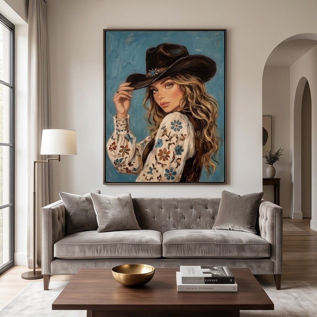 Cowgirl Portrait Wall Art #TO085 - Tactile Atelier