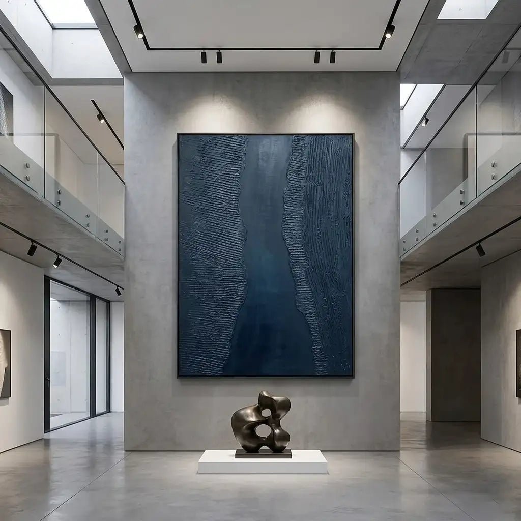Dark Blue Textured Abstract Wall Art TA042 - Tactile Atelier