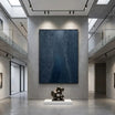 Dark Blue Textured Abstract Wall Art TA042 - Tactile Atelier