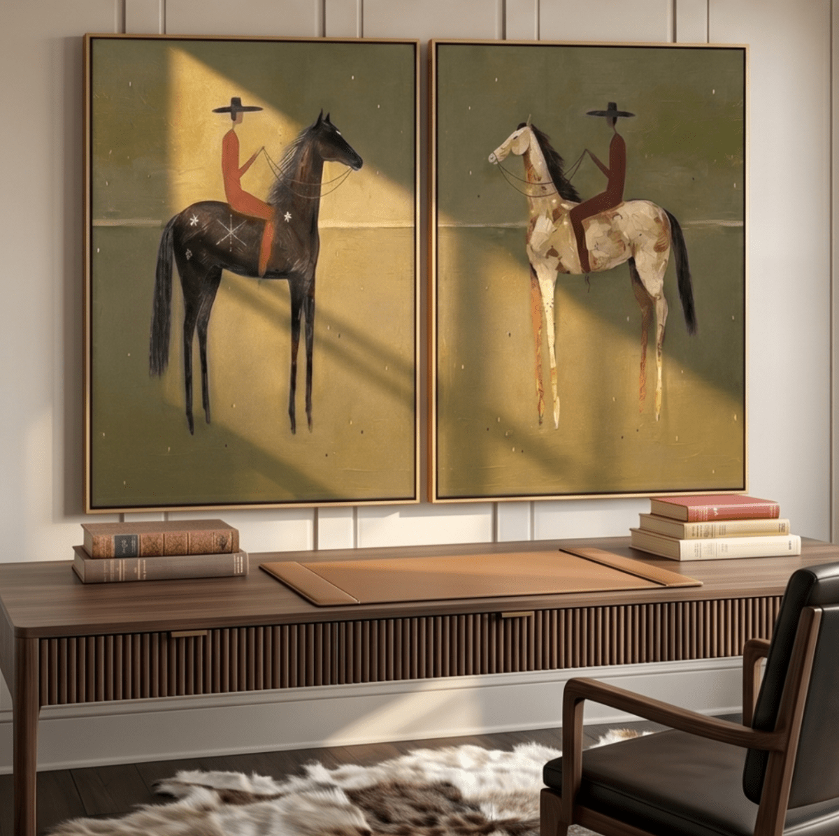 Folk Horse Wall Art Set MT236 - Tactile Atelier