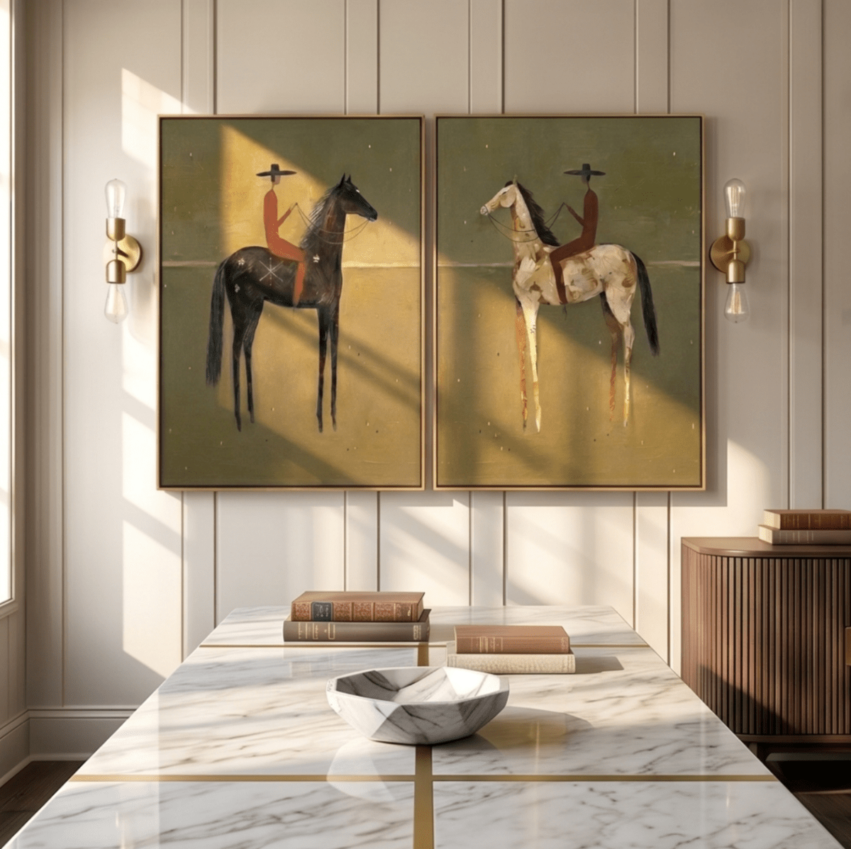 Folk Horse Wall Art Set MT236 - Tactile Atelier