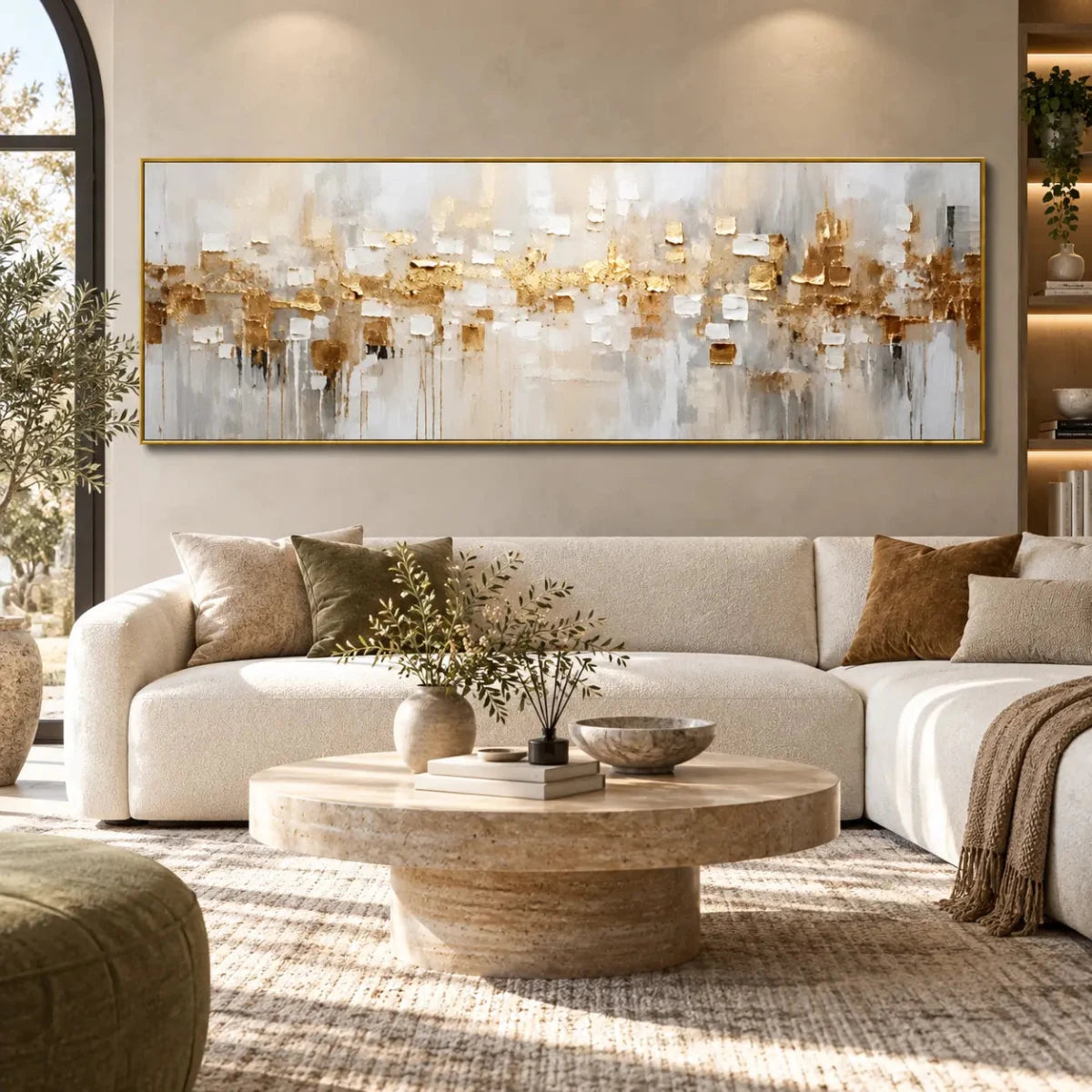 Gold & White Textured Abstract Wall Art #MT305 - Tactile Atelier