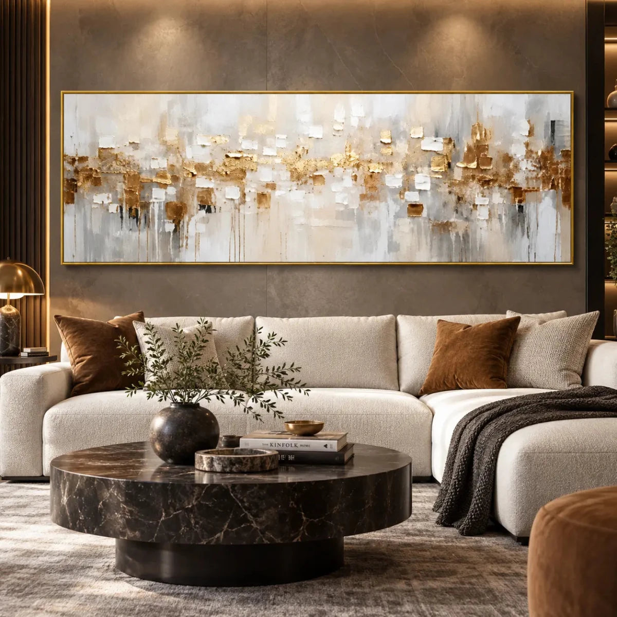 Gold & White Textured Abstract Wall Art #MT305 - Tactile Atelier
