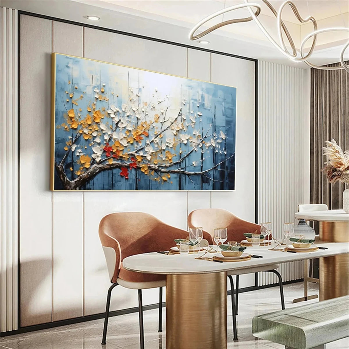 Golden Blossom – Textured Floral Wall Art - Tactile Atelier