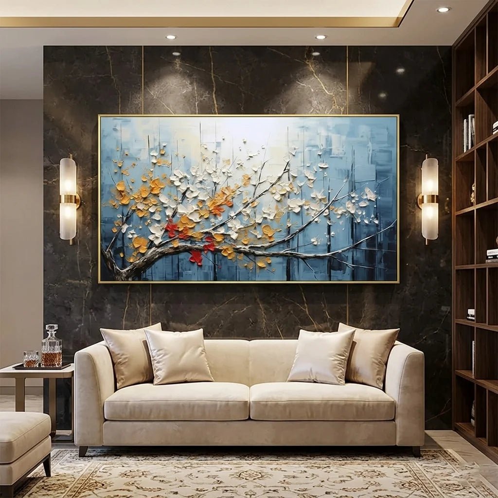 Golden Blossom – Textured Floral Wall Art - Tactile Atelier