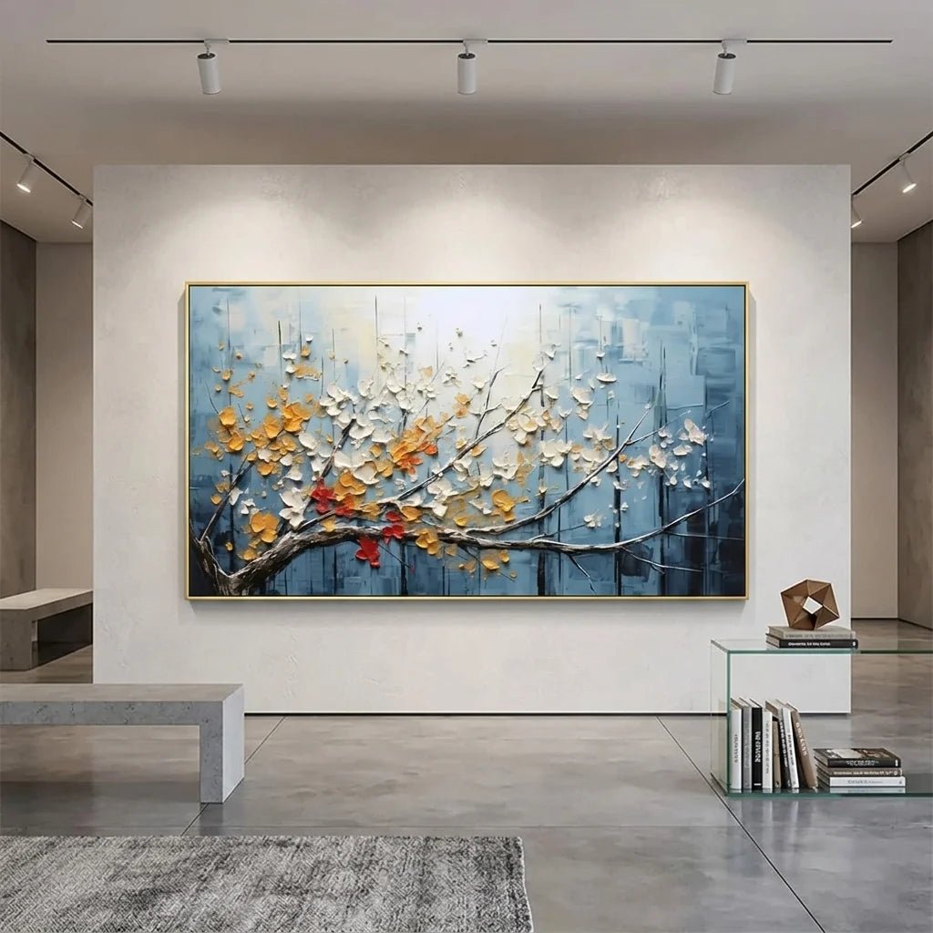 Golden Blossom – Textured Floral Wall Art - Tactile Atelier