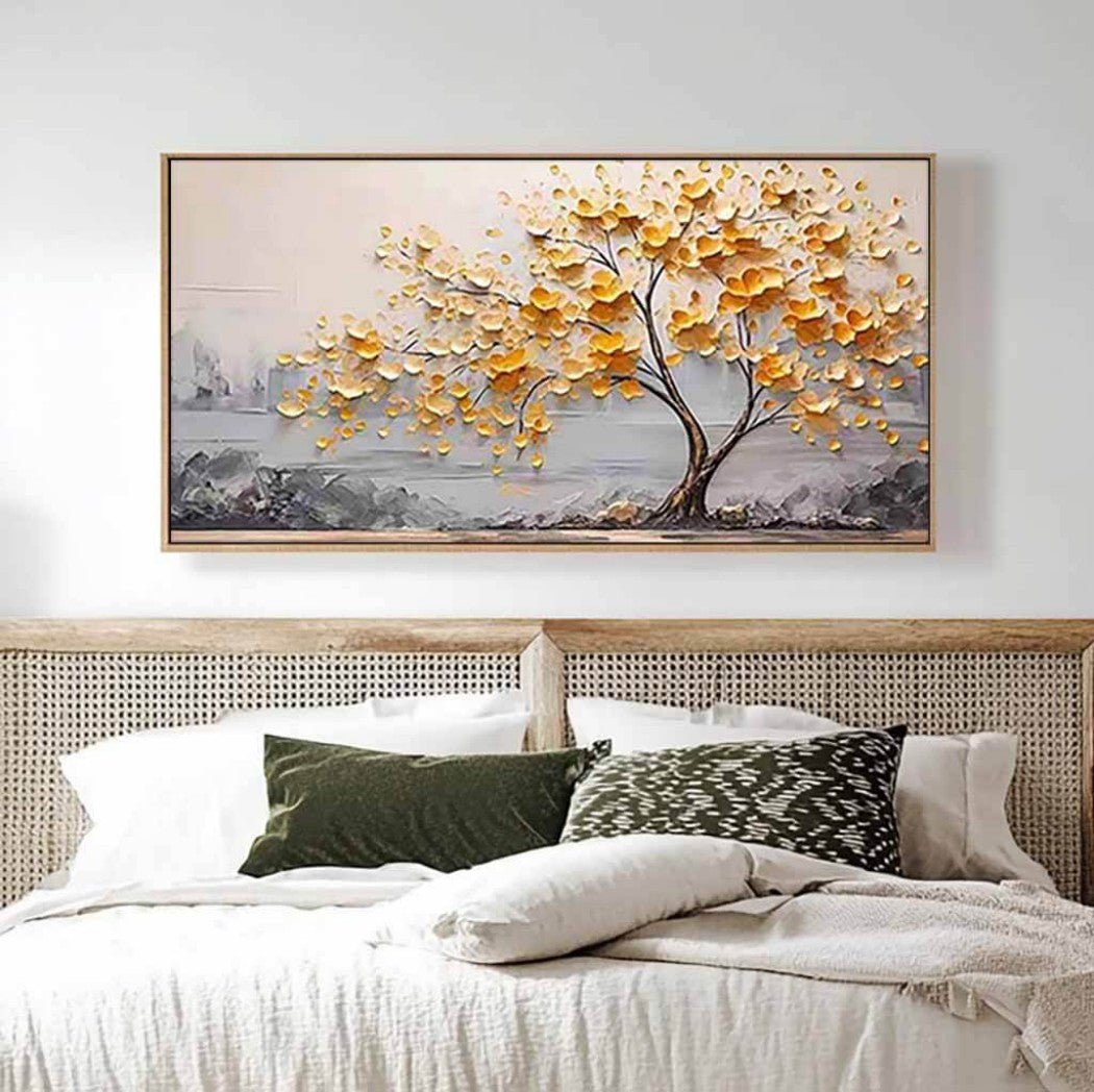 Golden Tree Wall Art Canvas MT328 - Tactile Atelier
