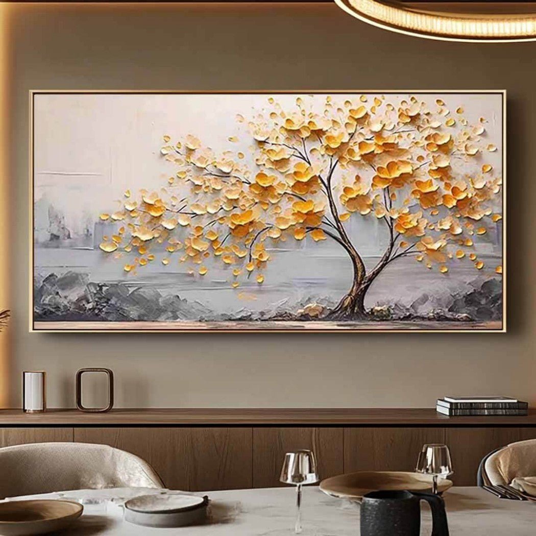 Golden Tree Wall Art Canvas MT328 - Tactile Atelier