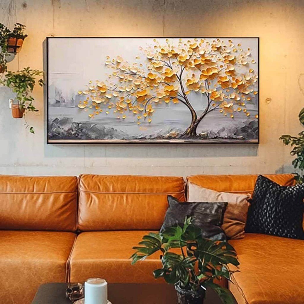 Golden Tree Wall Art Canvas MT328 - Tactile Atelier