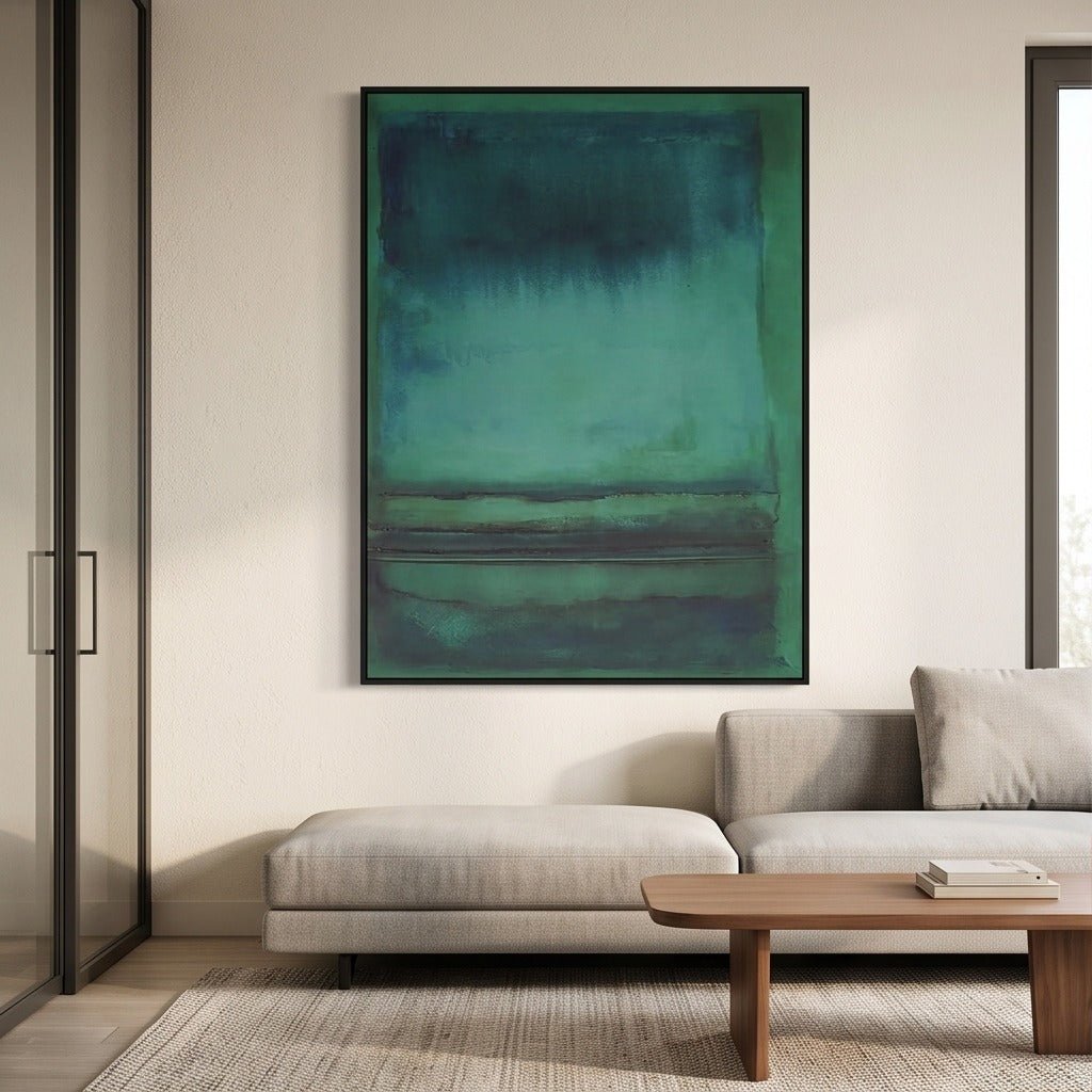 Green abstract wall art TO841 in emerald and blue green tones