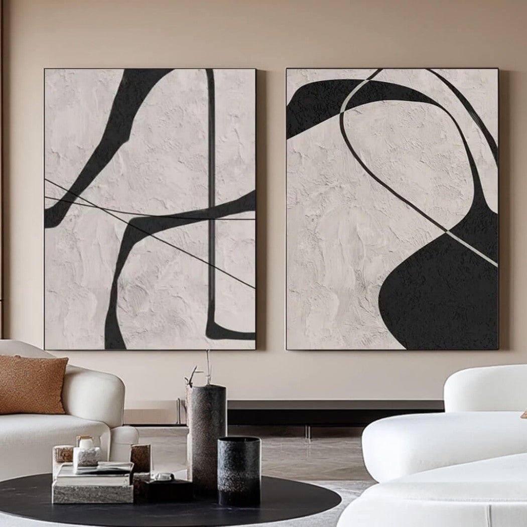 Minimalist Abstract Diptych Wall Art MT316 - Tactile Atelier
