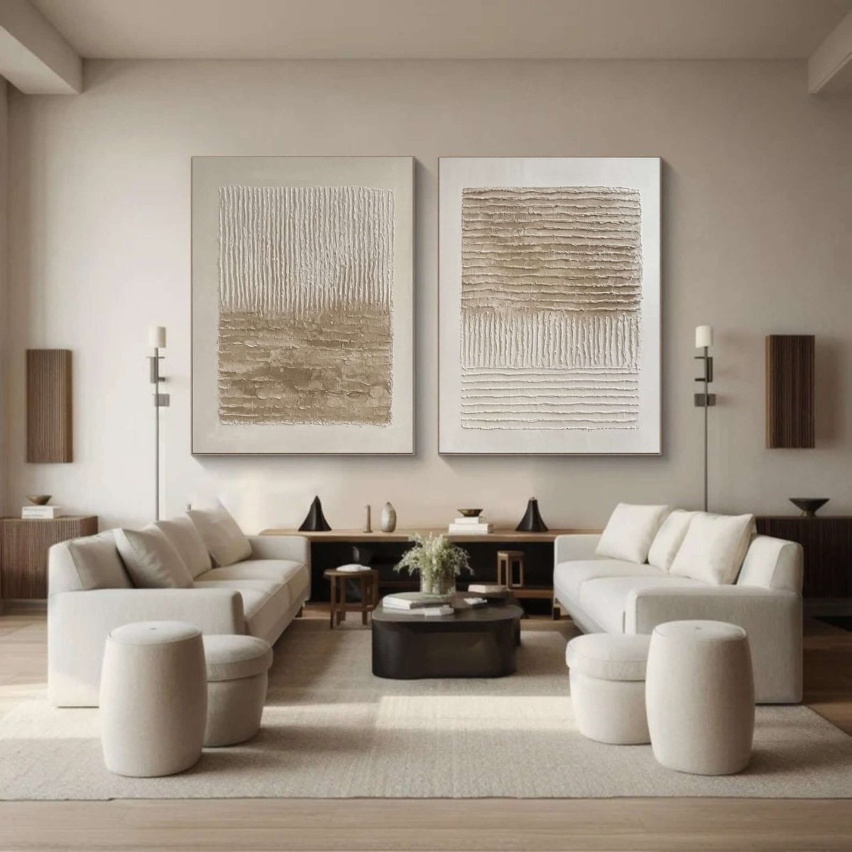 Minimalist Vertical Abstract Canvas Set MT317 - Tactile Atelier