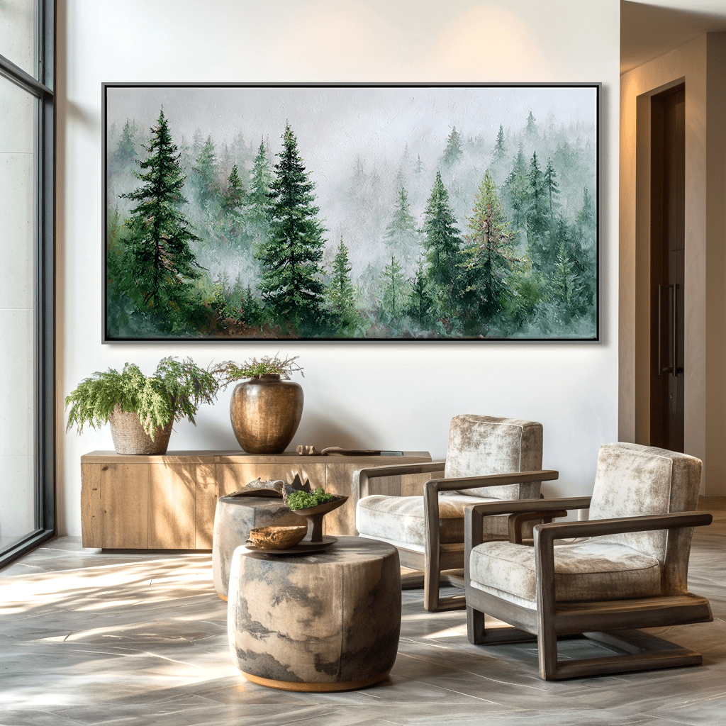 Misty Forest Landscape Wall Art MT335 - Tactile Atelier