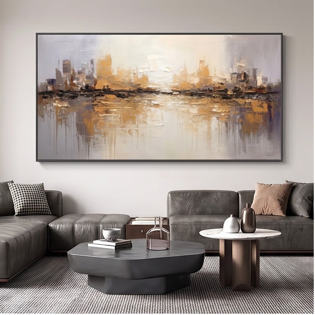 Neutral Abstract Cityscape Wall Art #TO324 - Tactile Atelier