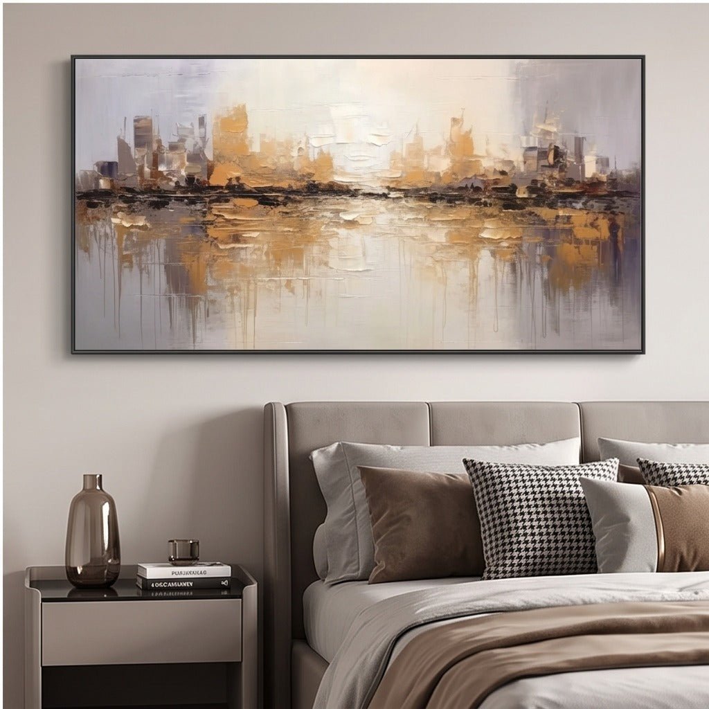 Neutral Abstract Cityscape Wall Art #TO324 - Tactile Atelier
