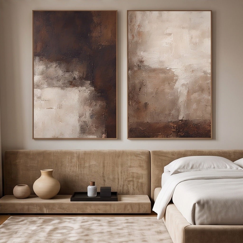 Neutral Abstract Diptych Wall Art TO229 - Tactile Atelier