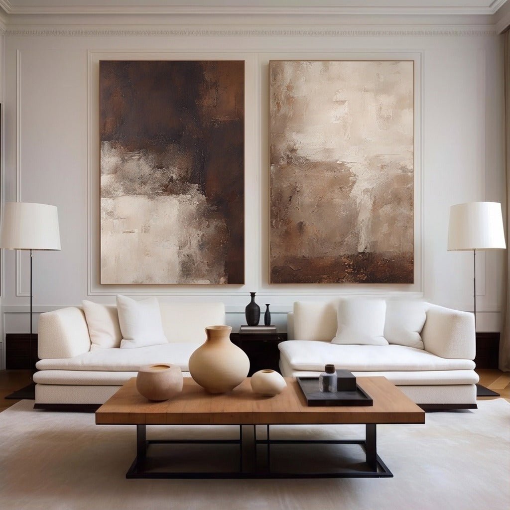 Neutral Abstract Diptych Wall Art TO229 - Tactile Atelier