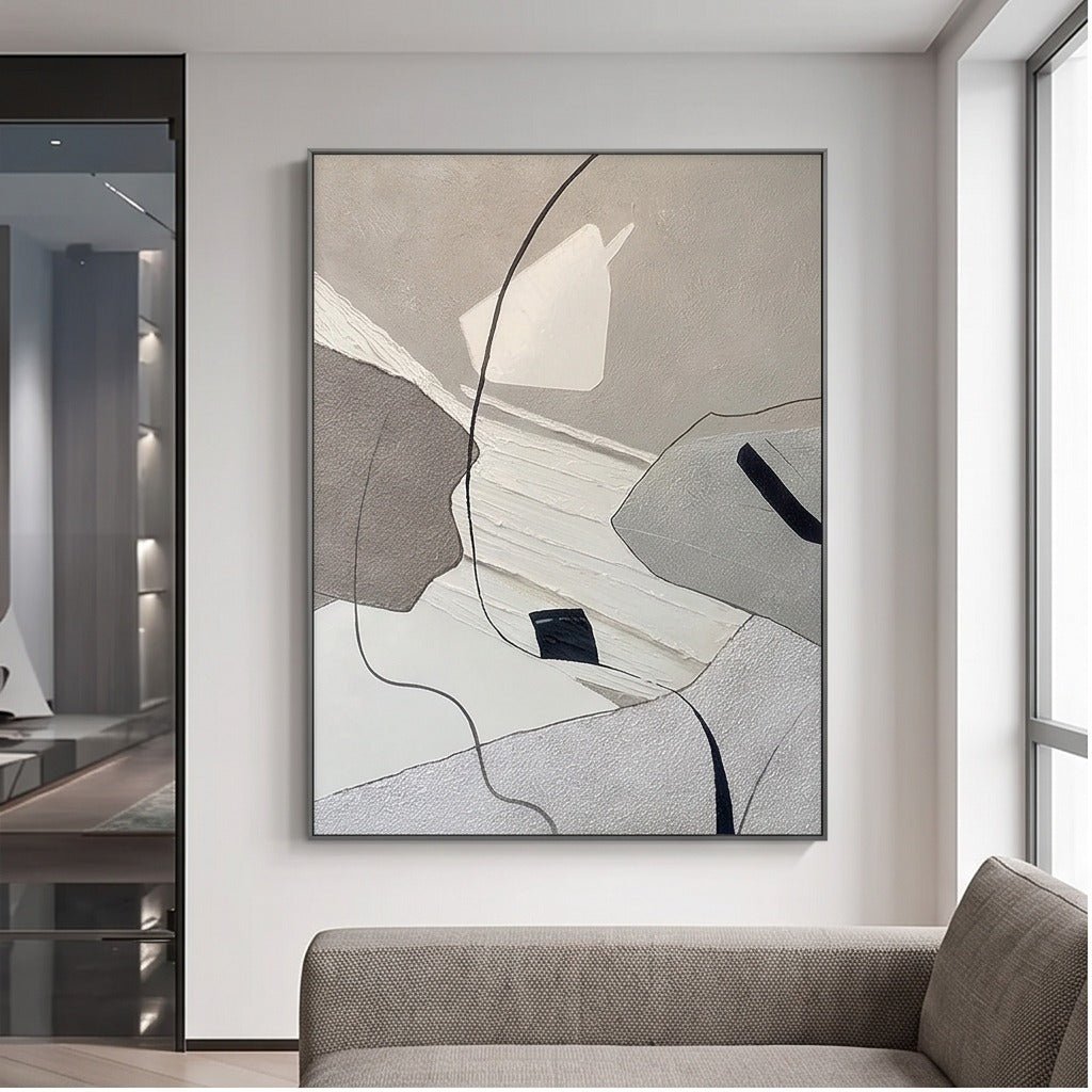 Neutral Abstract Geometric Wall Art TO270 - Tactile Atelier