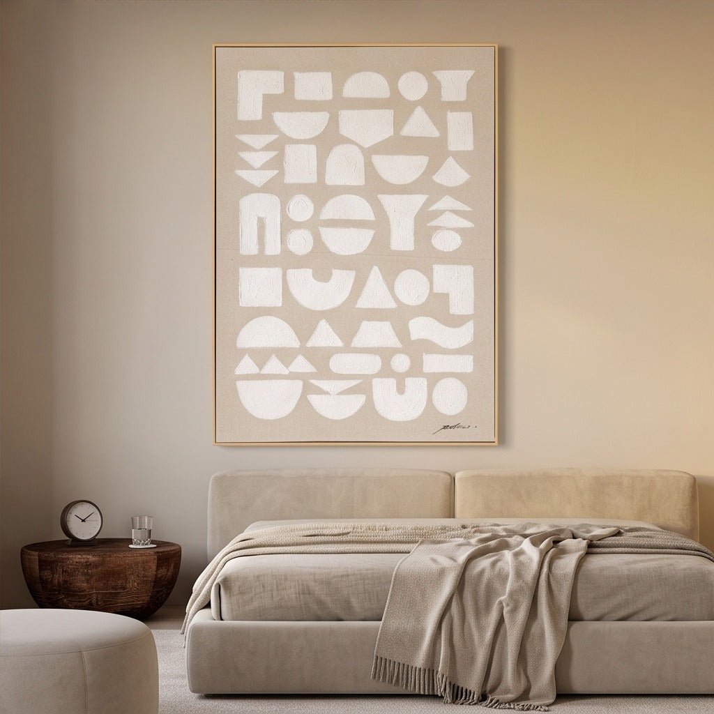 Neutral Geometric Abstract Wall Art #TO003 - Tactile Atelier