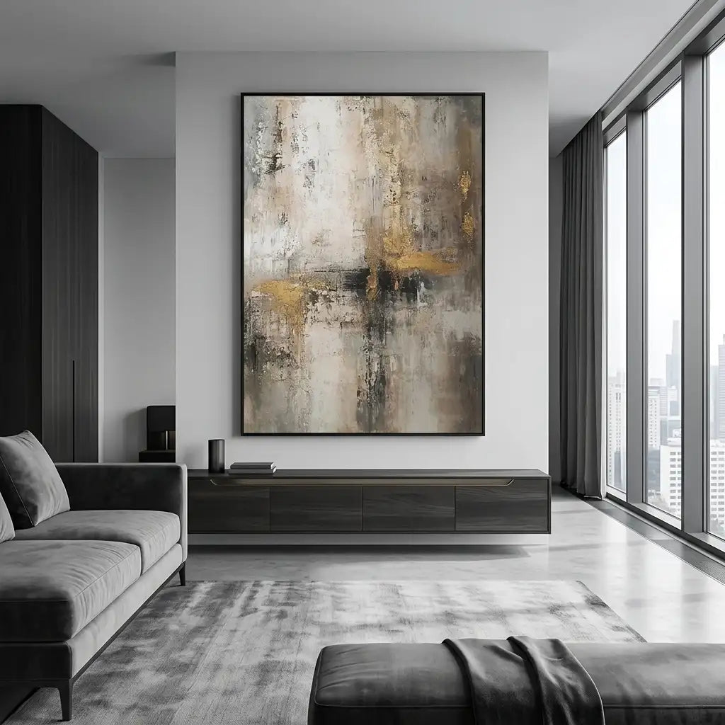 Neutral Gold Abstract Wall Art MT031 - Tactile Atelier