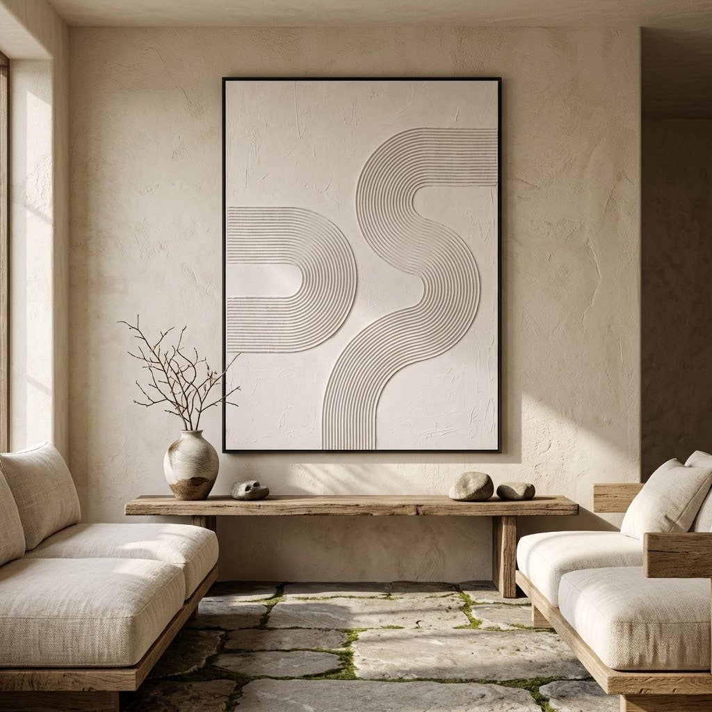 Neutral Line Abstract Wall Art MT022 - Tactile Atelier