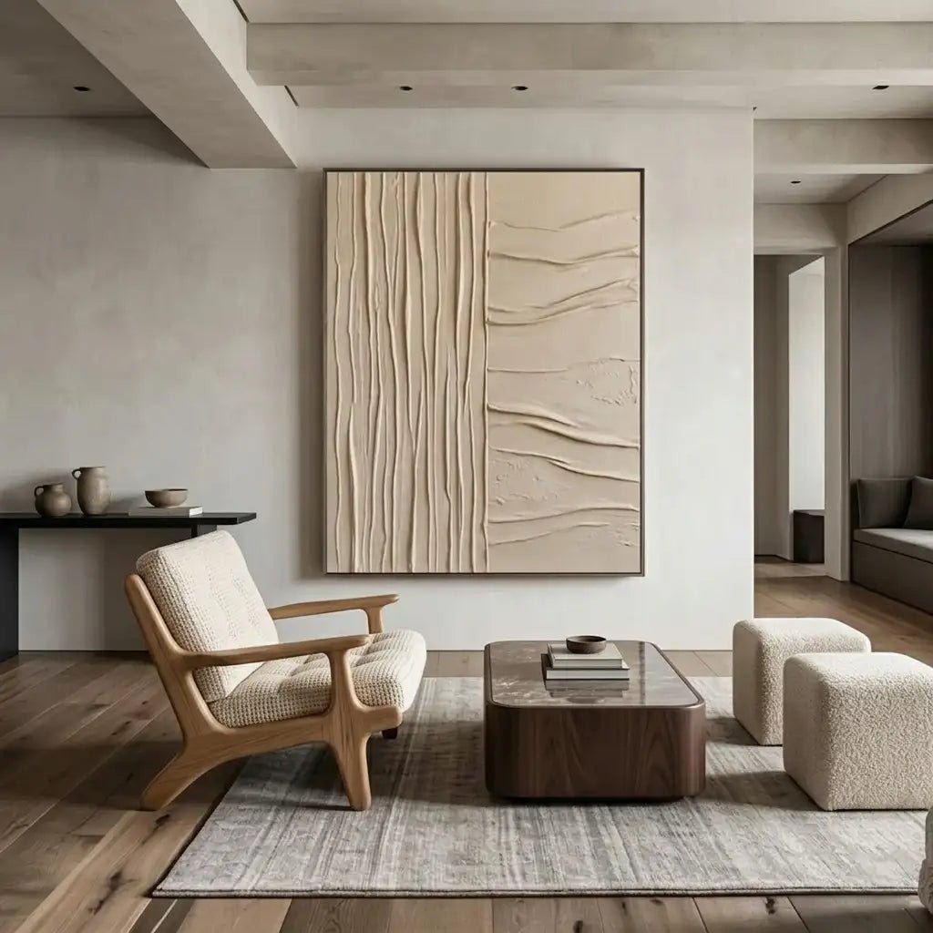 Neutral Textured Minimalist Wall Art MT921 - Tactile Atelier