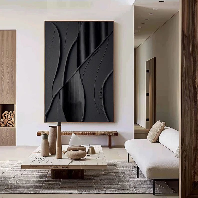 Shadow Lines – Textured Abstract Wall Art - Tactile Atelier
