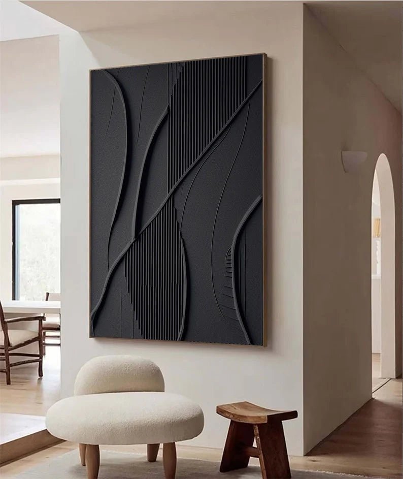 Shadow Lines – Textured Abstract Wall Art - Tactile Atelier