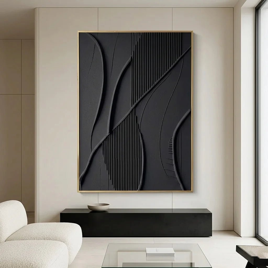 Shadow Lines – Textured Abstract Wall Art - Tactile Atelier