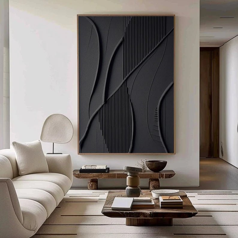 Shadow Lines – Textured Abstract Wall Art - Tactile Atelier