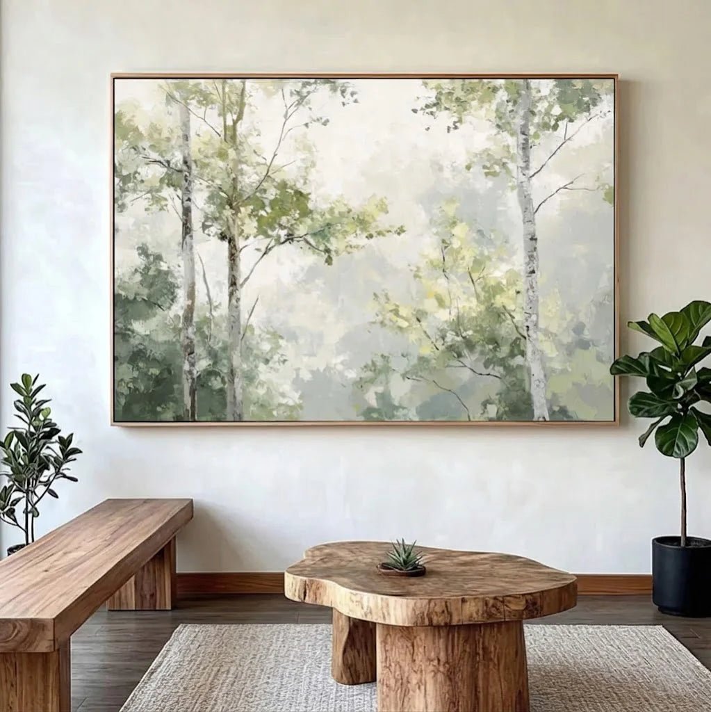 Soft Green Forest Landscape Wall Art MT425 - Tactile Atelier