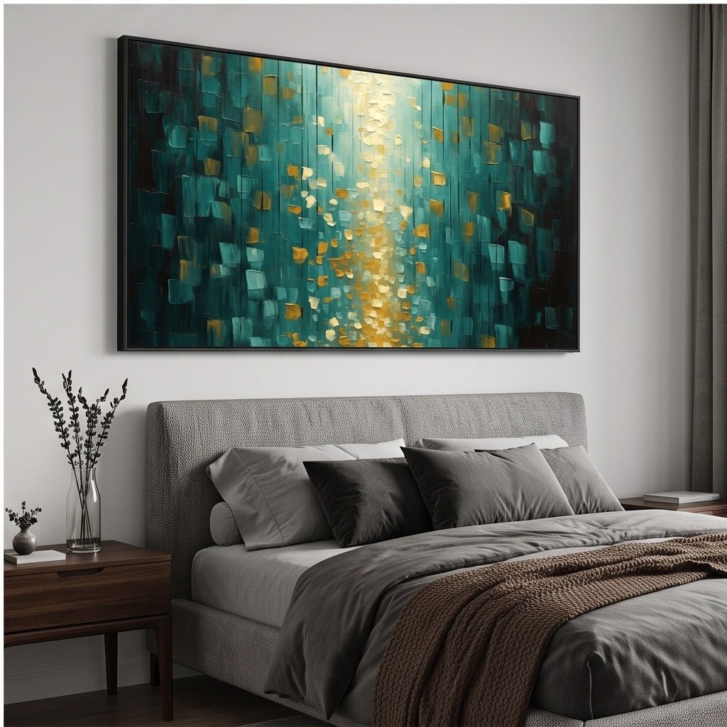 Teal and Gold Abstract Wall Art #TO238 - Tactile Atelier