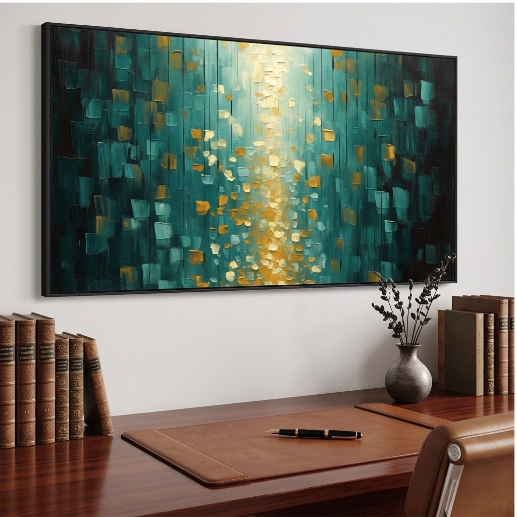 Teal and Gold Abstract Wall Art #TO238 - Tactile Atelier