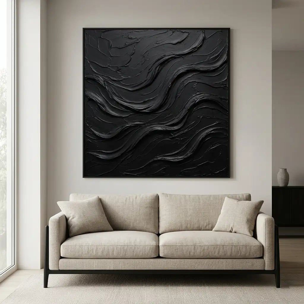 Textured Black Abstract Wall Art TA218 - Tactile Atelier
