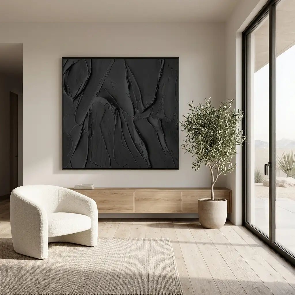 Textured Black Abstract Wall Art TA218 - Tactile Atelier