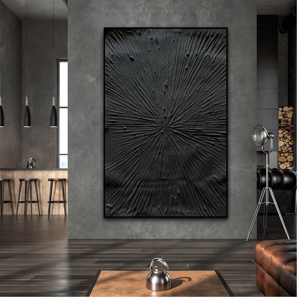 Textured Black Abstract Wall Art TO115 - Tactile Atelier
