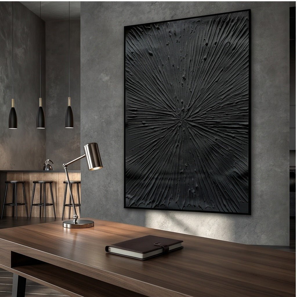 Textured Black Abstract Wall Art TO115 - Tactile Atelier